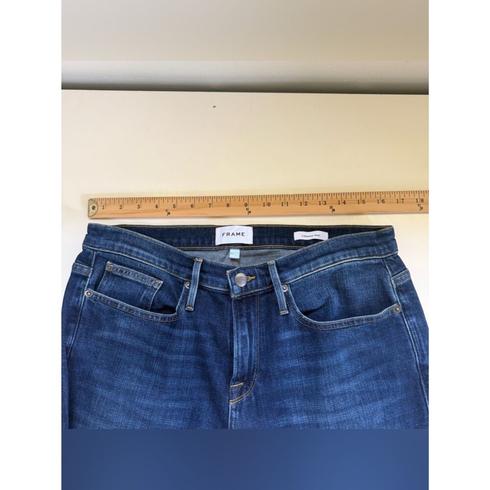 Frame NWT Jeans L’Homme Slim Blue Denim Dark Stretch Wash Size 32 Classic - Picture 5 of 9